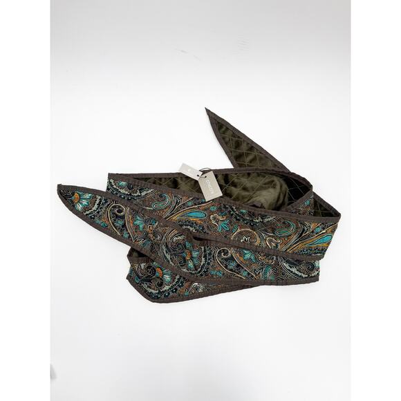 Chico\'s Wrap Belt Womens SZ Small NWT quilt paisley obi Embroidered Olive Grove main image 7